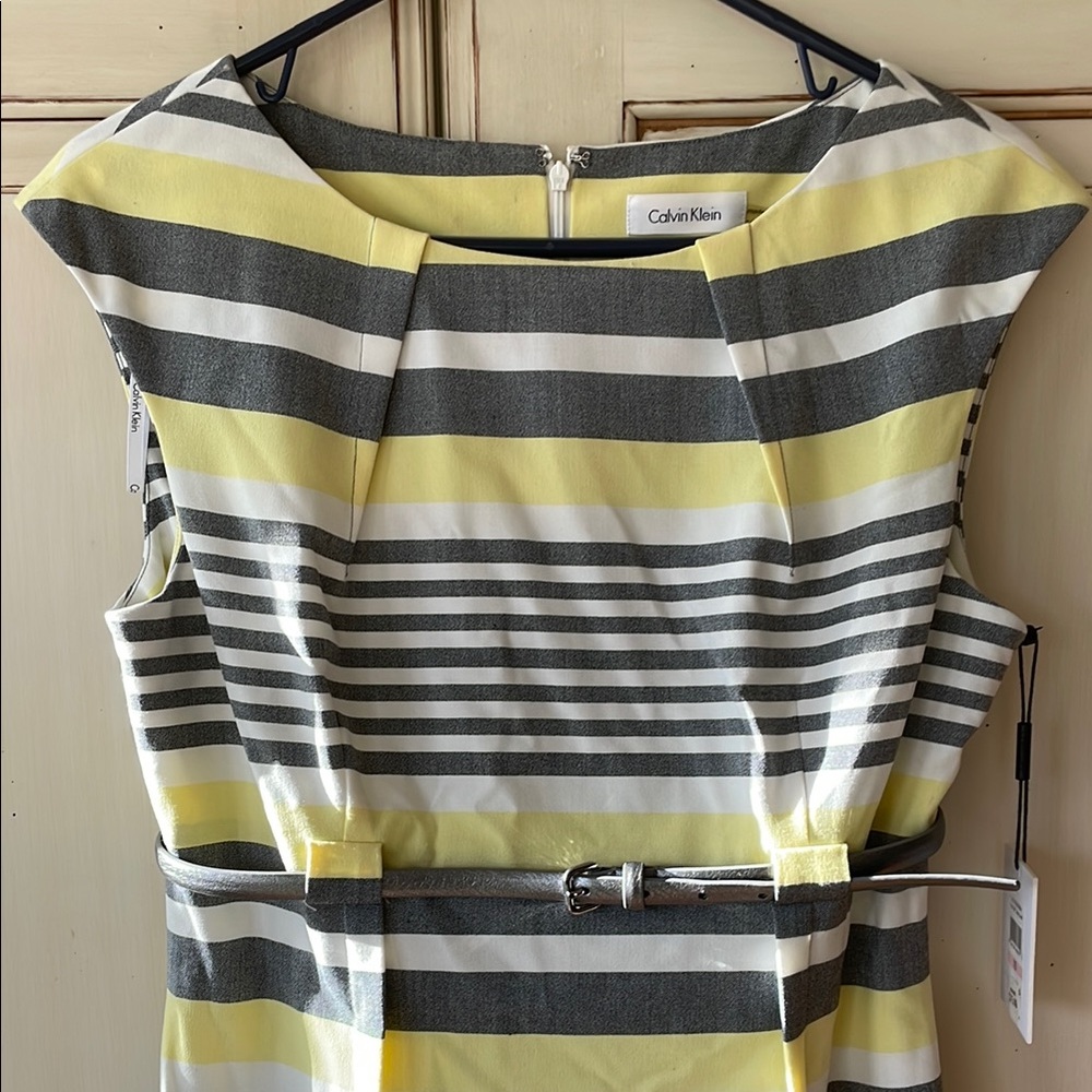 Calvin Klein Yellow and Gray Midi Dress - Picture 4 of 7